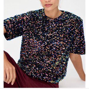 Oliver Bonas Short Sleeve Sequins Shirt Disco Festival Party